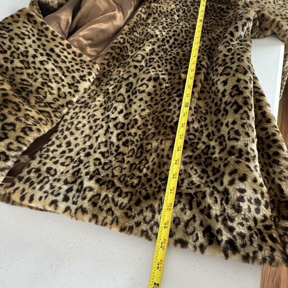 Pamela Mccoy 1X Plus Coat L Large Leopard Cheetah Faux Fur Winter Coat Soft NICE - Picture 12 of 15